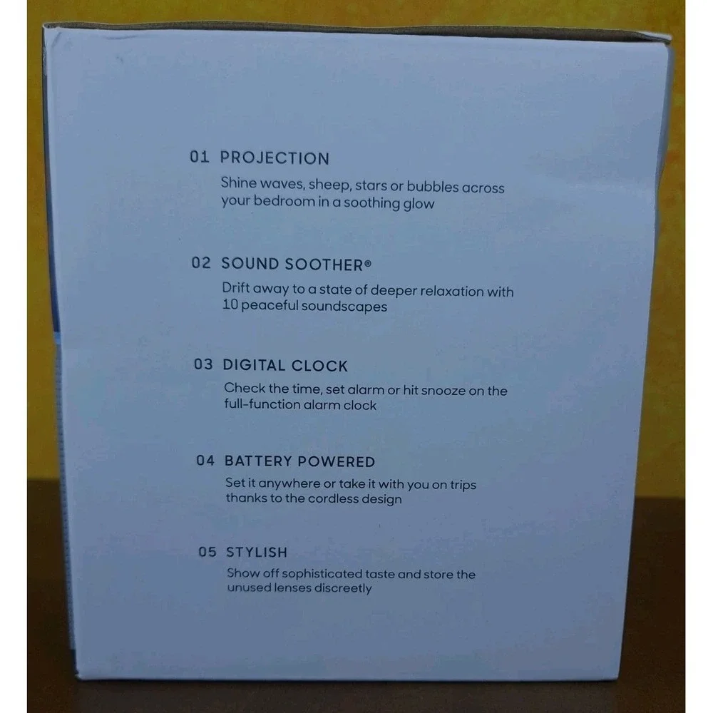 Sharper Image Projection Alarm‎ Clock Soothing Sounds And Relaxing Visuals NIB